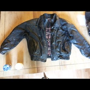 Men black leather jacket